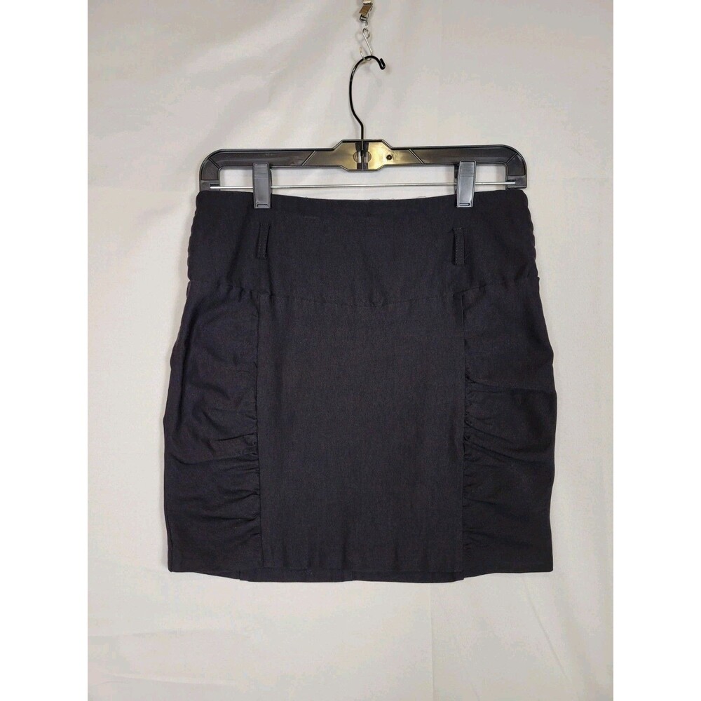 VTG Dots Ruched Mini Pencil Skirt Juniors 15 Womens Medium Black Baddie Vixen